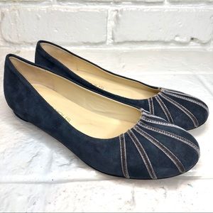 Marchez Vous Maureen blue & gray suede flats 7 1/2